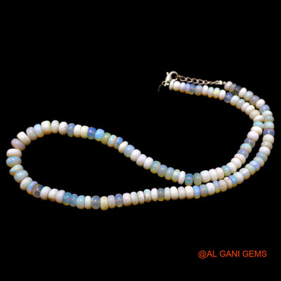 Rondelle Smooth Fire Opal Beads Art Deco Mother Celestial Boho Necklace AOB-14
