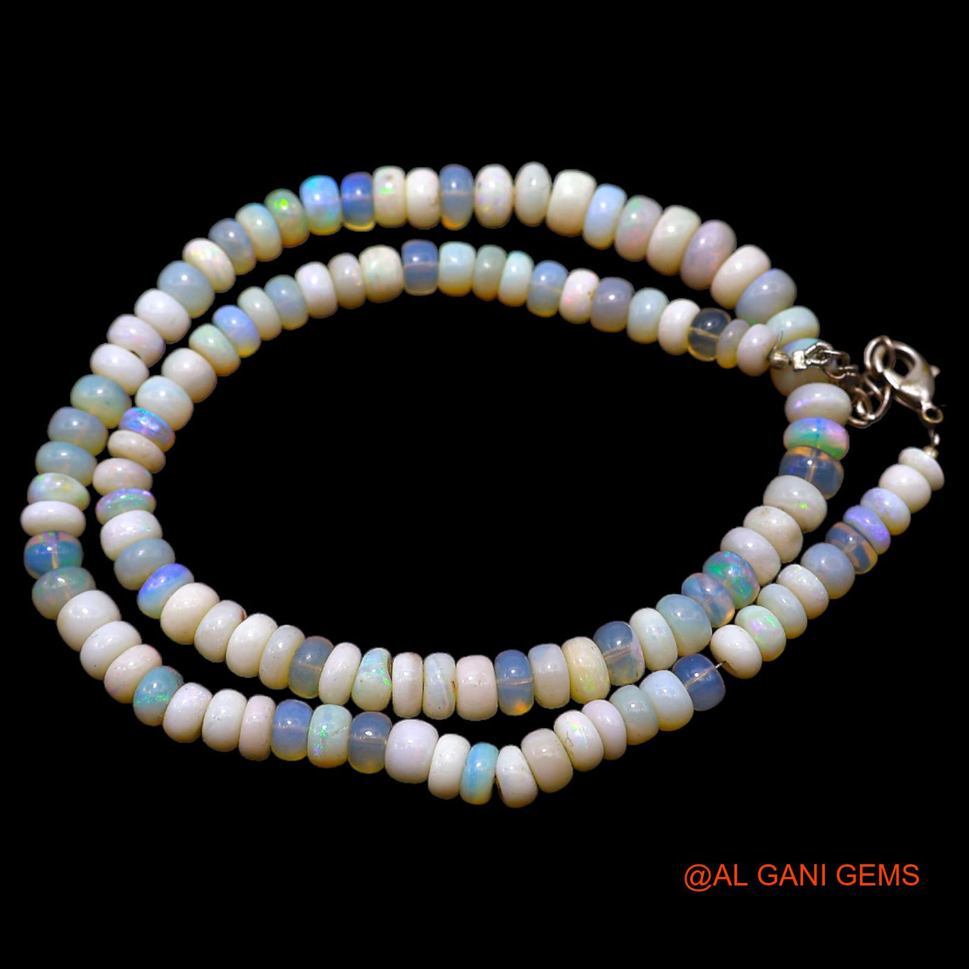 Rondelle Smooth Fire Opal Beads Art Deco Mother Celestial Boho Necklace AOB-14