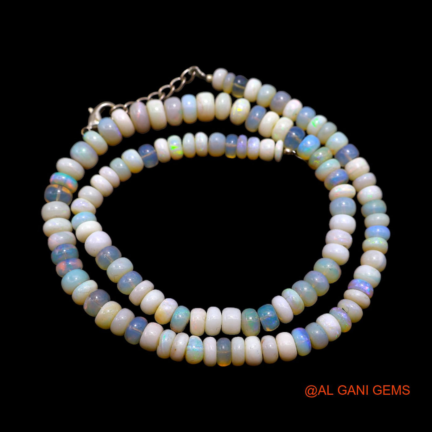Rondelle Smooth Fire Opal Beads Art Deco Mother Celestial Boho Necklace AOB-14