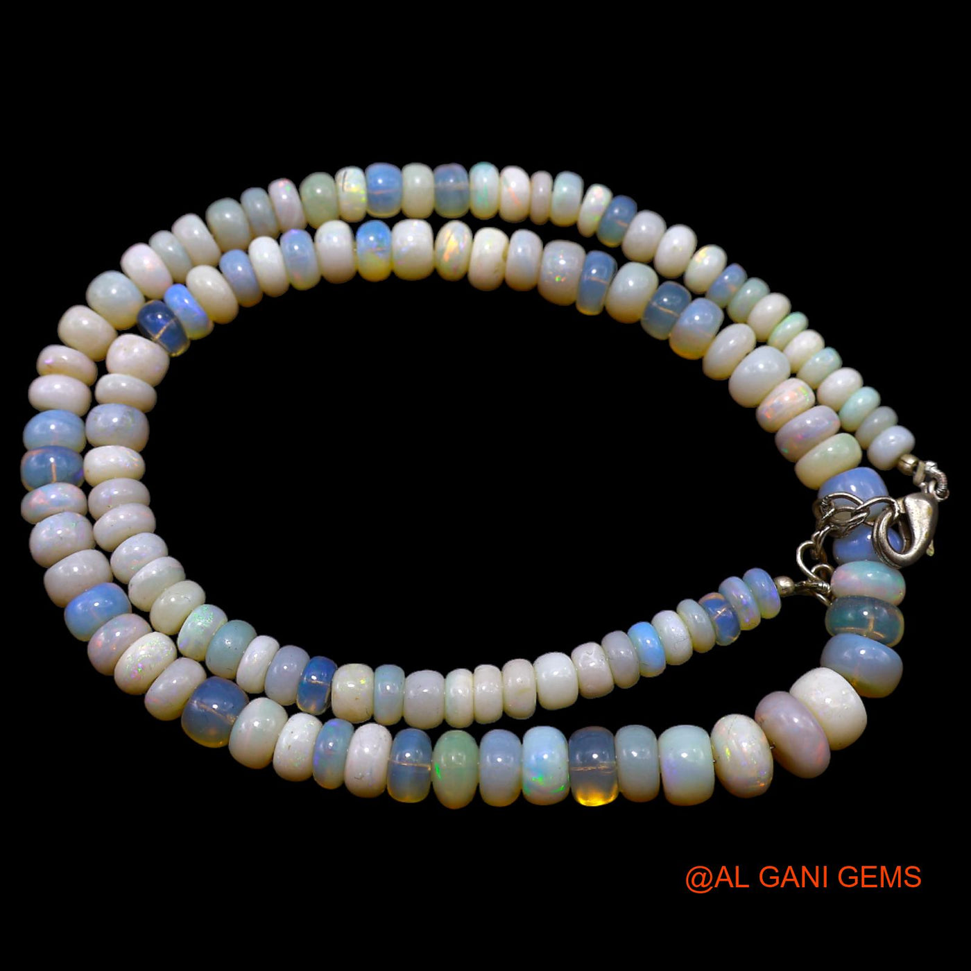 Rondelle Smooth Fire Opal Bead Art Deco Mother Statement Dainty Necklace AOB-15