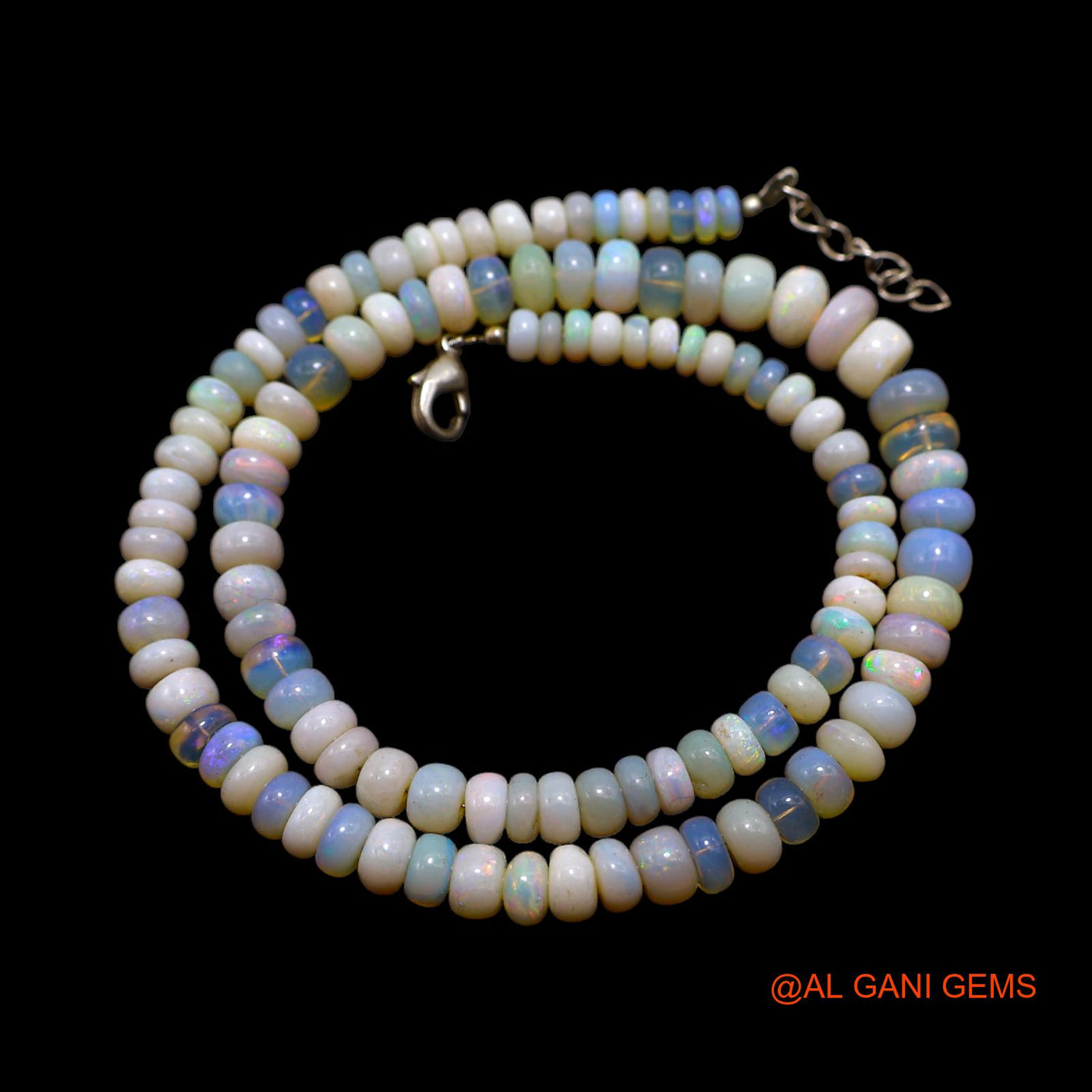 Rondelle Smooth Fire Opal Bead Art Deco Mother Statement Dainty Necklace AOB-15