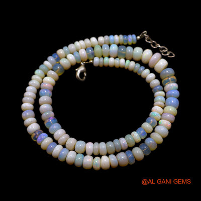 Rondelle Smooth Fire Opal Bead Art Deco Mother Statement Dainty Necklace AOB-15
