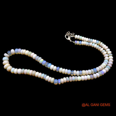 Smooth 5X8 MM Fire Opal Beads Rondelle Art Deco Anniversary Necklace AOB-16