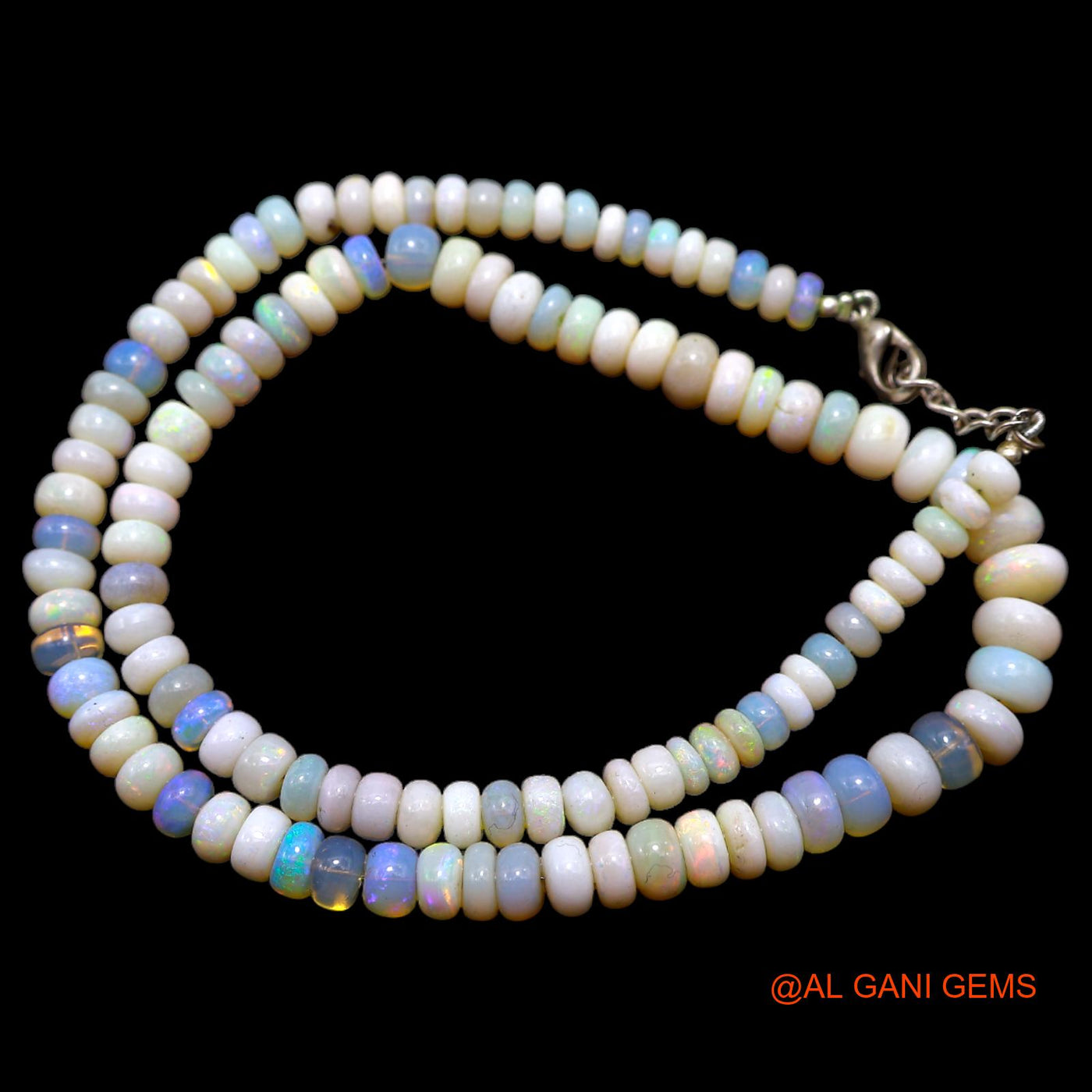 Smooth 5X8 MM Fire Opal Beads Rondelle Art Deco Anniversary Necklace AOB-16