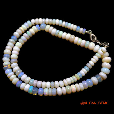 Smooth 5X8 MM Fire Opal Beads Rondelle Art Deco Anniversary Necklace AOB-16