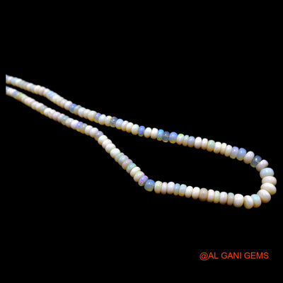 Smooth 5X8 MM Fire Opal Beads Rondelle Art Deco Anniversary Necklace AOB-16