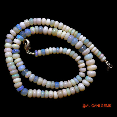 Smooth 5X8 MM Fire Opal Beads Rondelle Art Deco Anniversary Necklace AOB-16