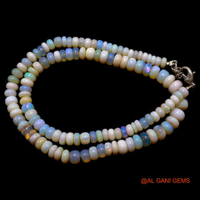 Smooth 5X8 MM Fire Opal Beaded Rondelle Dainty Wedding Boho Necklace AOB-18