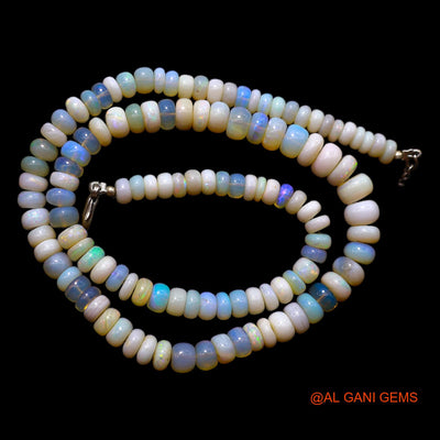 Smooth 5X8 MM Fire Opal Beaded Rondelle Dainty Wedding Boho Necklace AOB-18