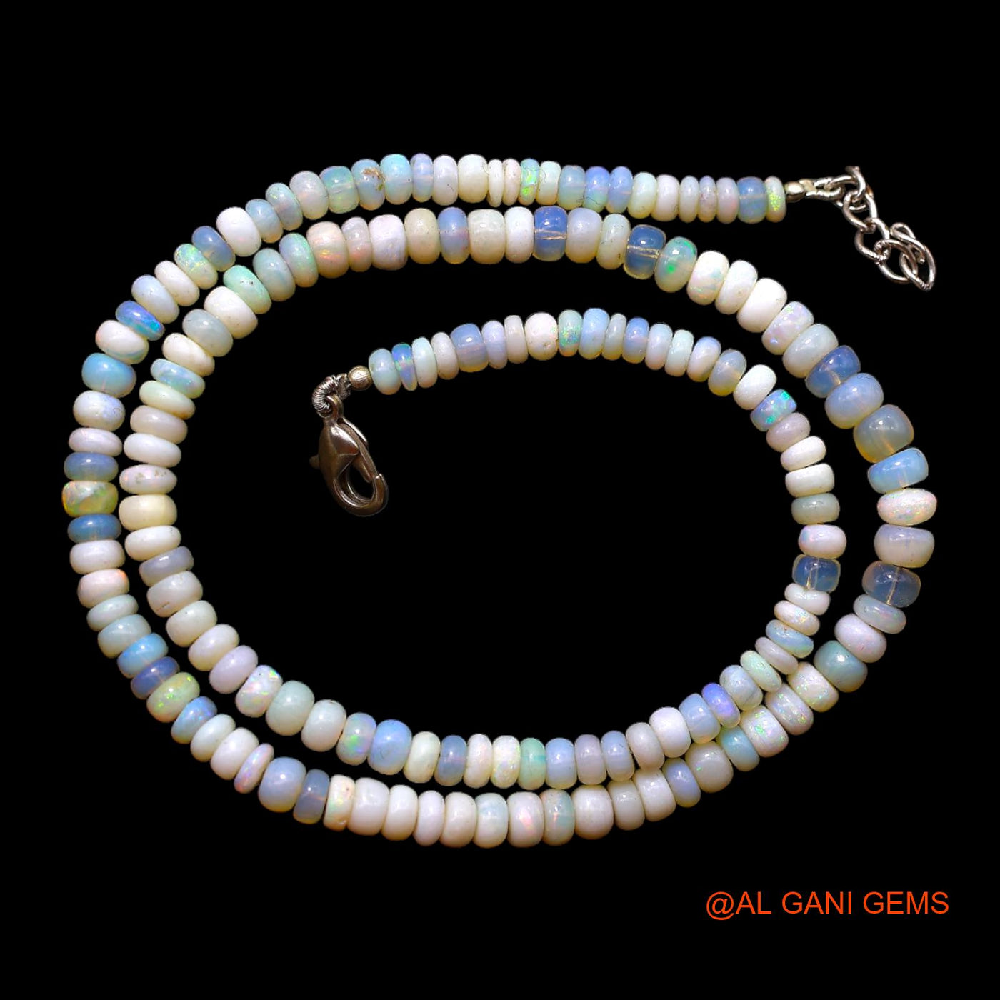Rondelle Smooth Fire Opal Bead Art Deco Statement Antique Boho Necklace AOB-19