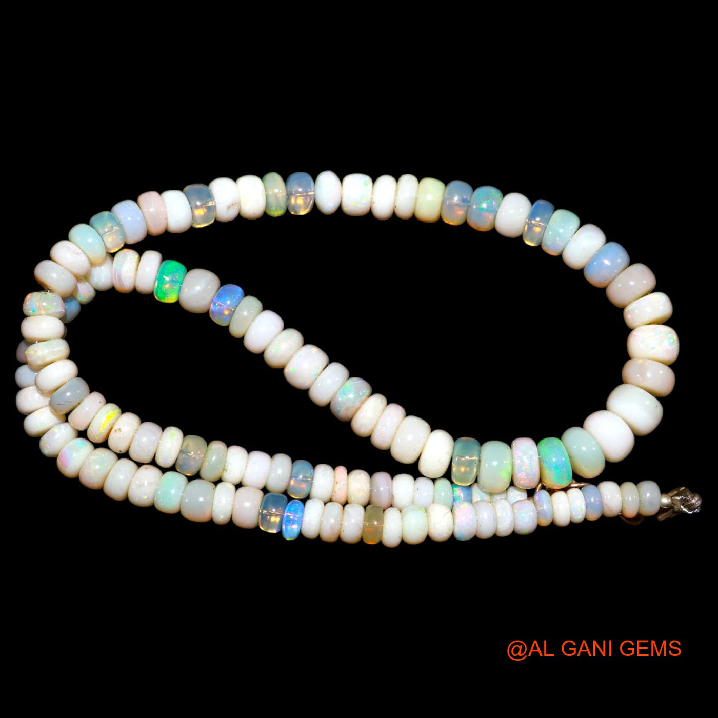 Smooth Multi Color Fire Opal Beaded Rondelle Dainty Antique Necklace AOB-1