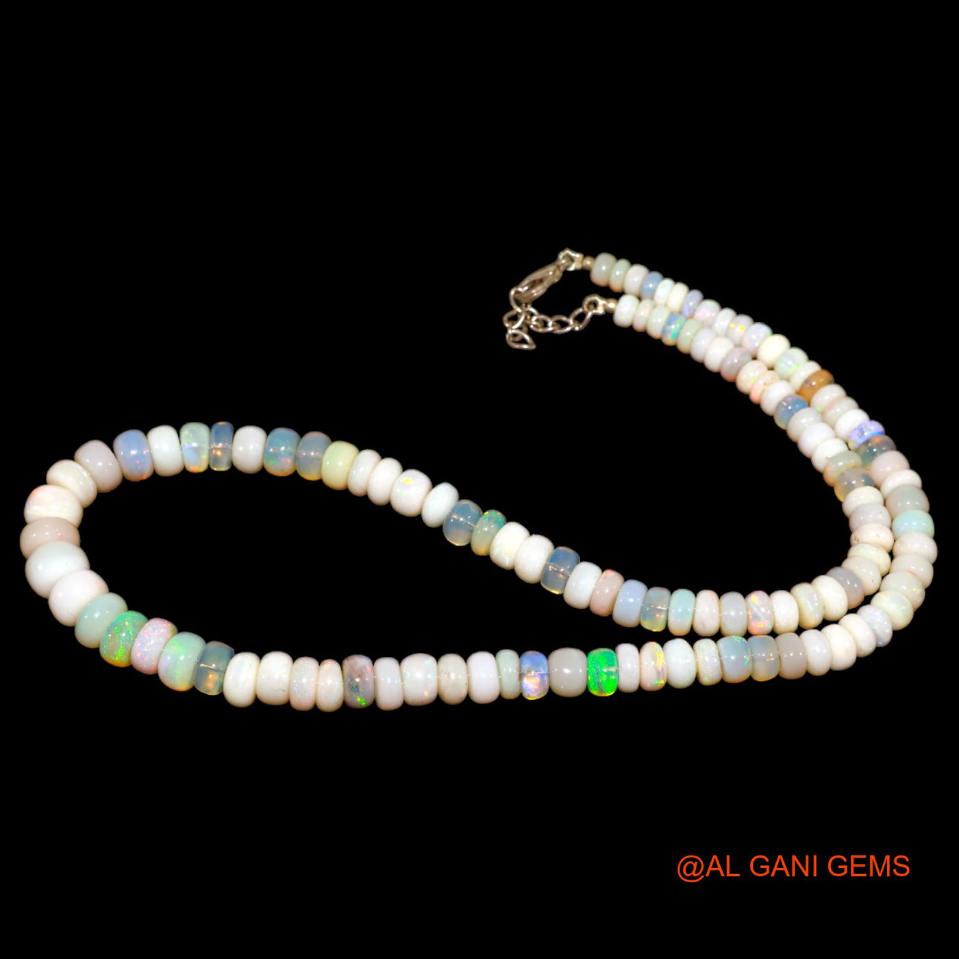 Smooth Multi Color Fire Opal Beaded Rondelle Dainty Antique Necklace AOB-1