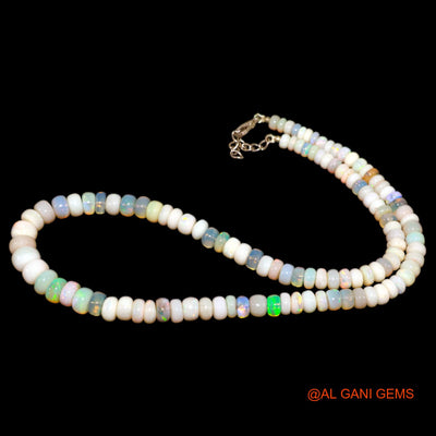 Smooth Multi Color Fire Opal Beaded Rondelle Dainty Antique Necklace AOB-1