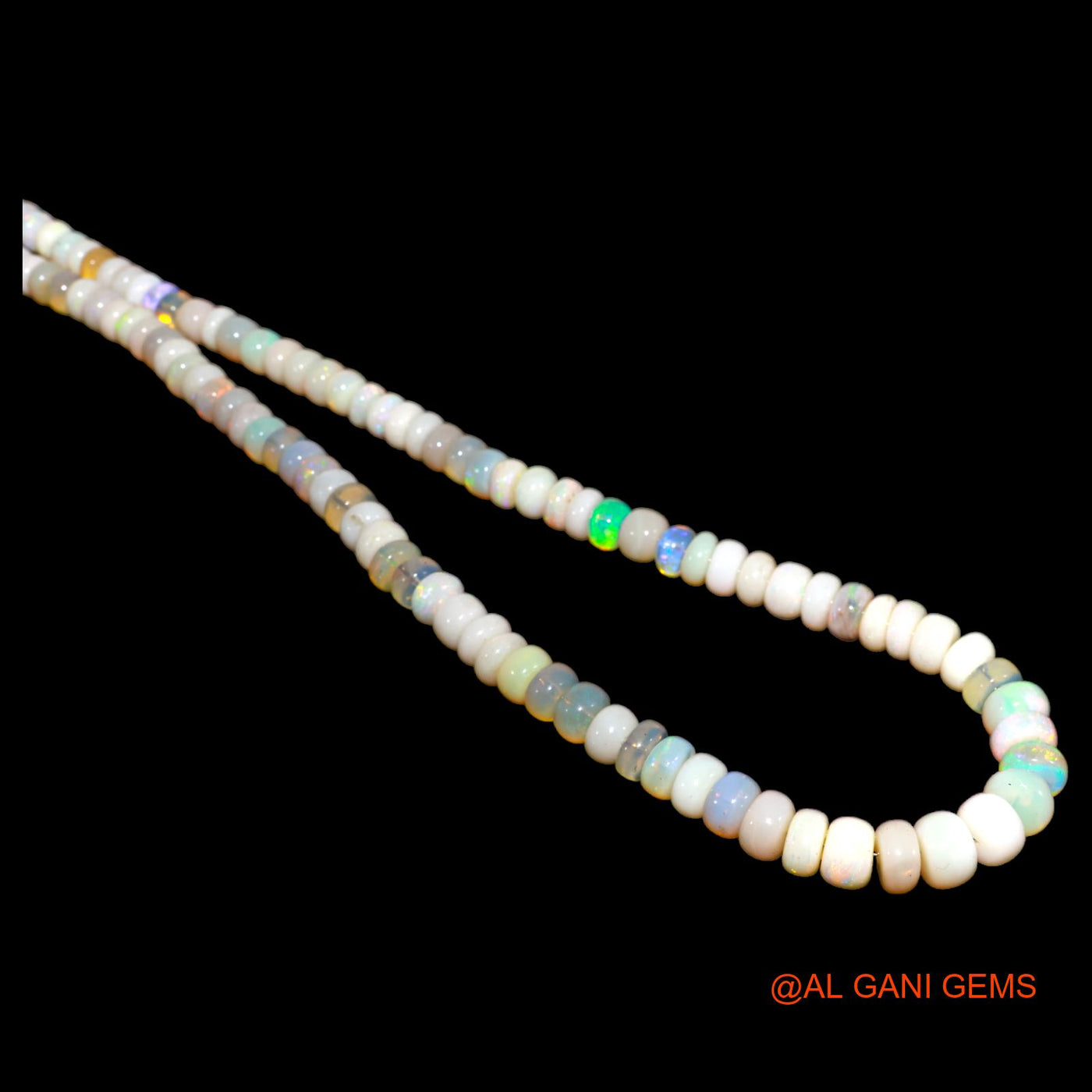 Smooth Multi Color Fire Opal Beaded Rondelle Dainty Antique Necklace AOB-1