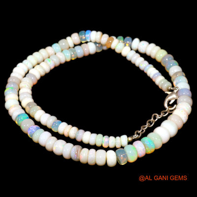 Smooth Multi Color Fire Opal Beaded Rondelle Dainty Antique Necklace AOB-1