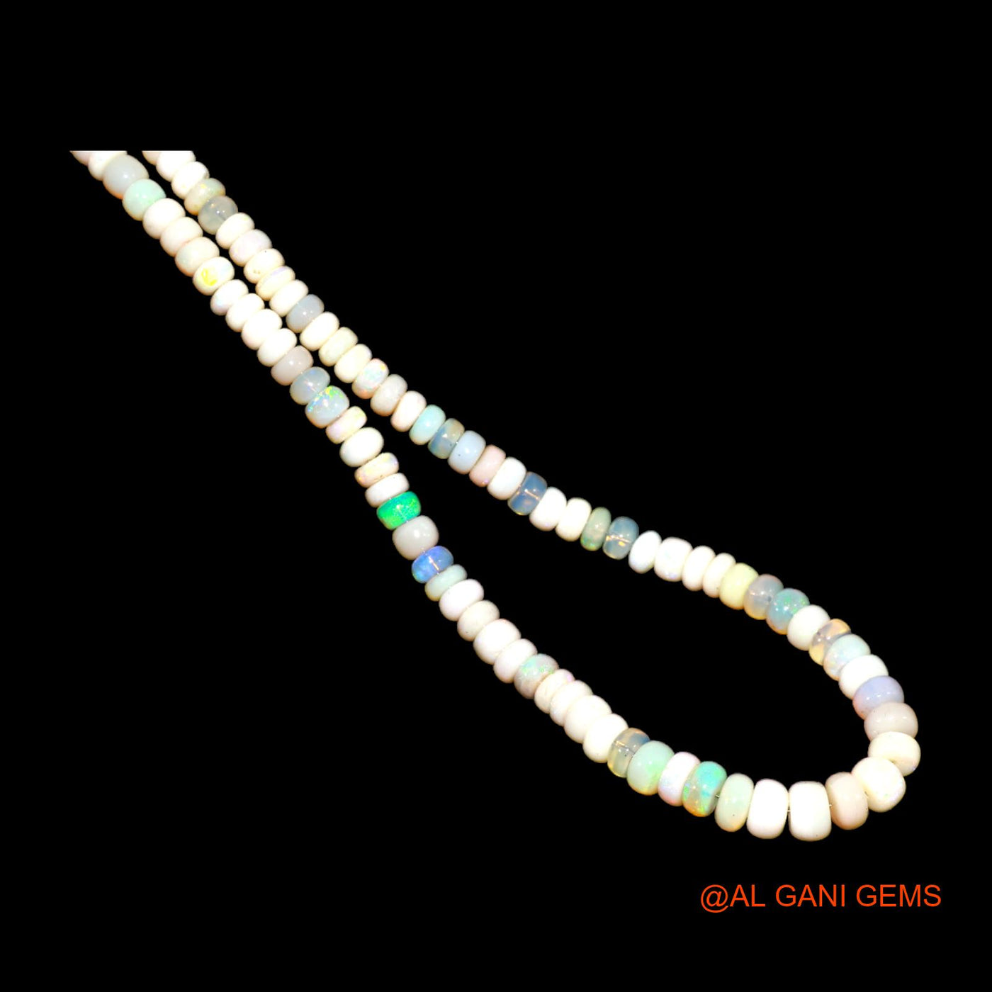 Smooth Multi Color Fire Opal Beaded Rondelle Dainty Antique Necklace AOB-1