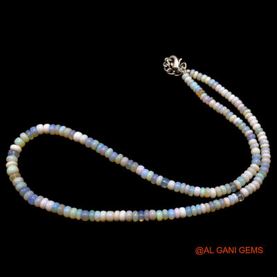 Rondelle Smooth 4X5 MM Fire Opal Beaded Boho Statement Dainty Necklace AOB-20