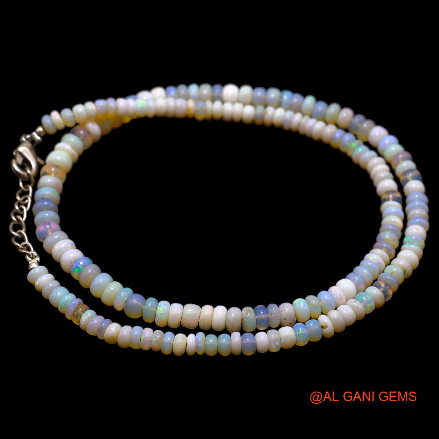 Rondelle Smooth 4X5 MM Fire Opal Beaded Boho Statement Dainty Necklace AOB-20