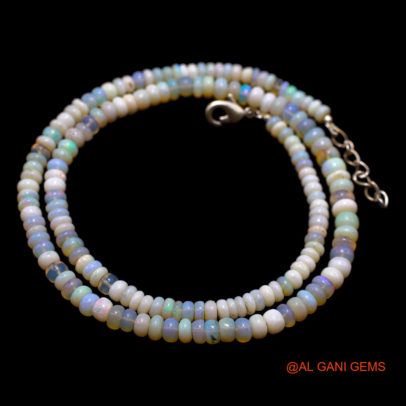 Rondelle Smooth 4X5 MM Fire Opal Beaded Boho Statement Dainty Necklace AOB-20