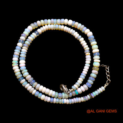 Rondelle Smooth 4X5 MM Fire Opal Beaded Boho Statement Dainty Necklace AOB-20