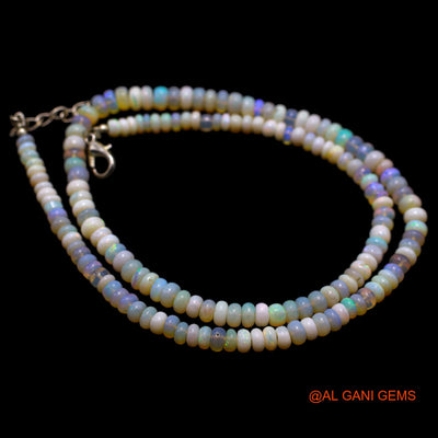 Smooth Multi Color 4X5 MM Fire Opal Bead Rondelle Boho Daughter Necklace AOB-23