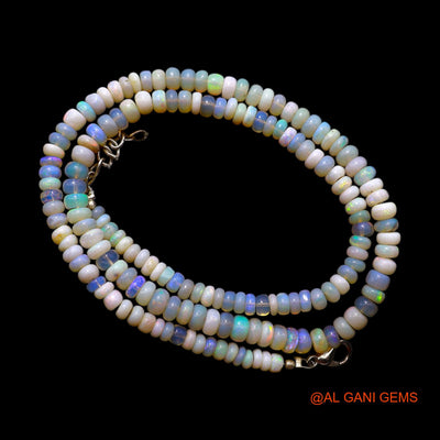 Smooth Multi Color 4X5 MM Fire Opal Bead Rondelle Boho Daughter Necklace AOB-23