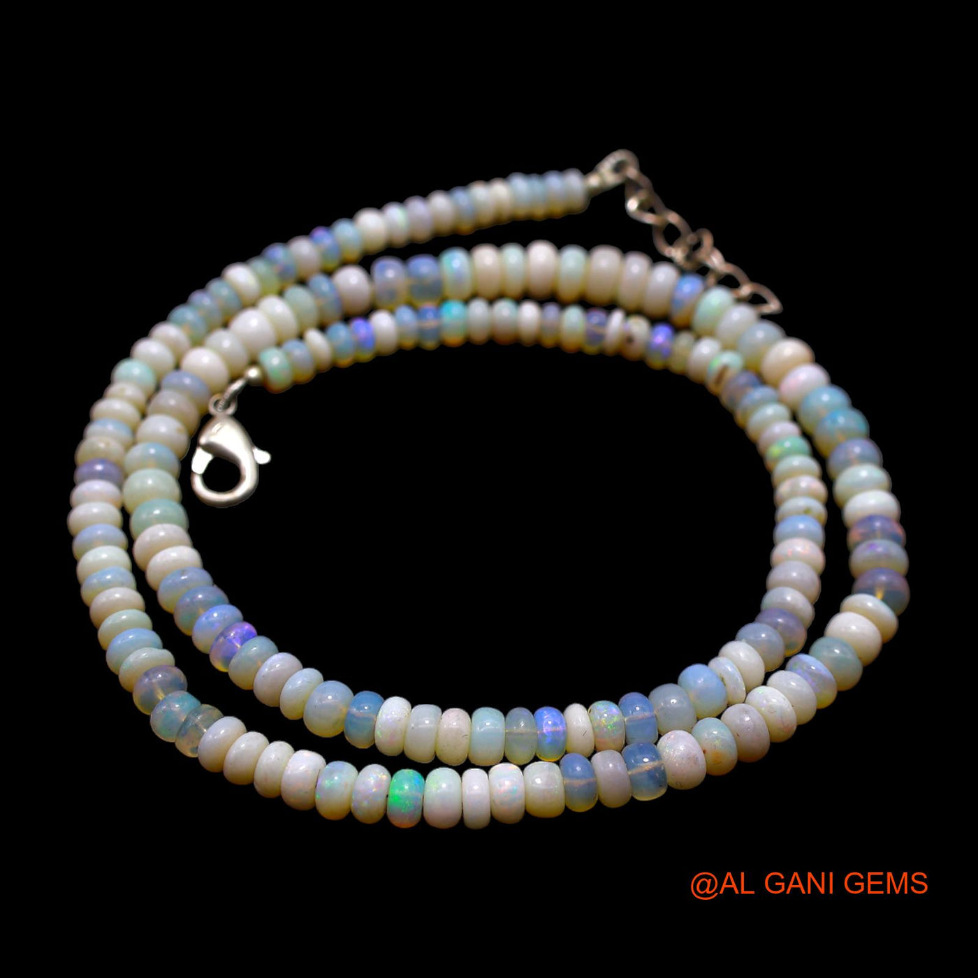 Smooth Fire Opal Beaded Rondelle Art Deco Daughter Antique Boho Necklace AOB-25