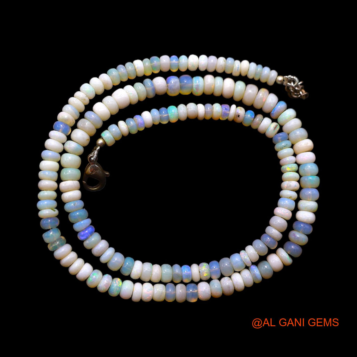 Smooth Fire Opal Beaded Rondelle Art Deco Daughter Antique Boho Necklace AOB-25