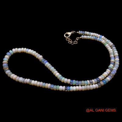 Rondelle Smooth 4X5 MM Multi Color Fire Opal Beaded Boho Dainty Necklace AOB-28