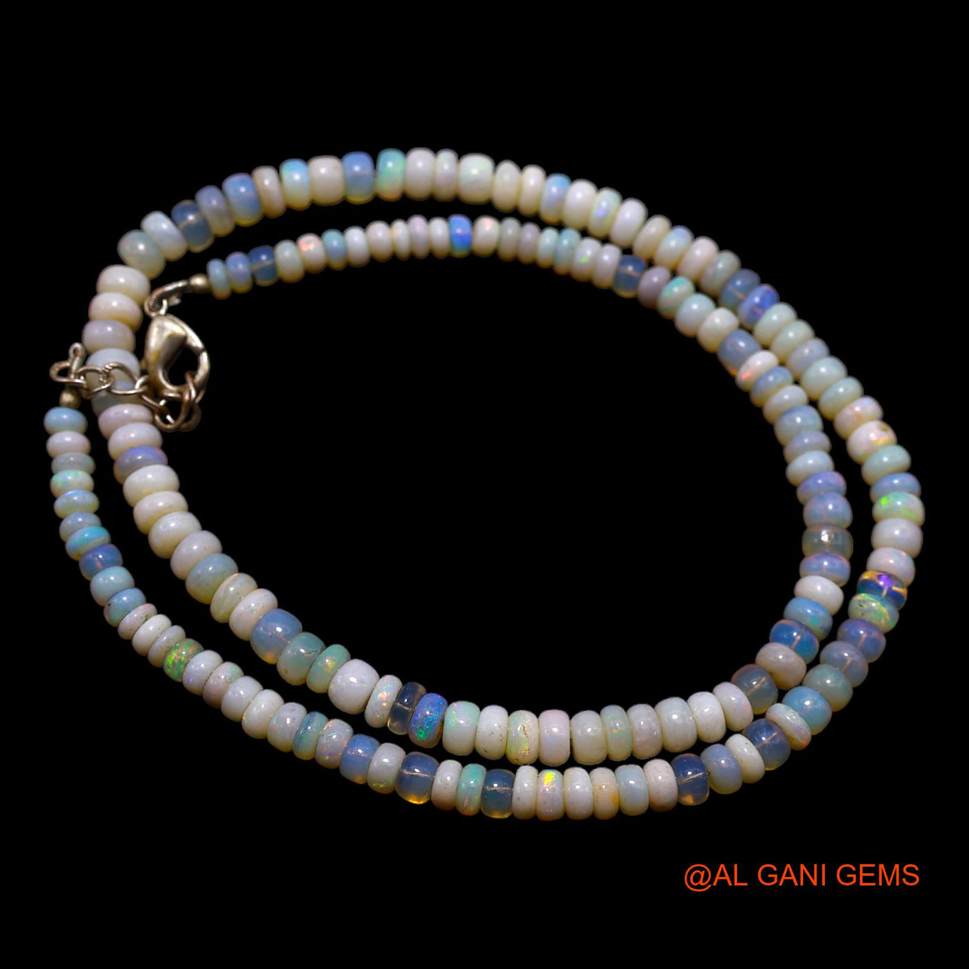Rondelle Smooth 4X5 MM Multi Color Fire Opal Beaded Boho Dainty Necklace AOB-28
