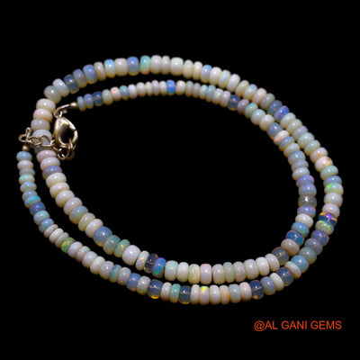 Rondelle Smooth 4X5 MM Multi Color Fire Opal Beaded Boho Dainty Necklace AOB-28