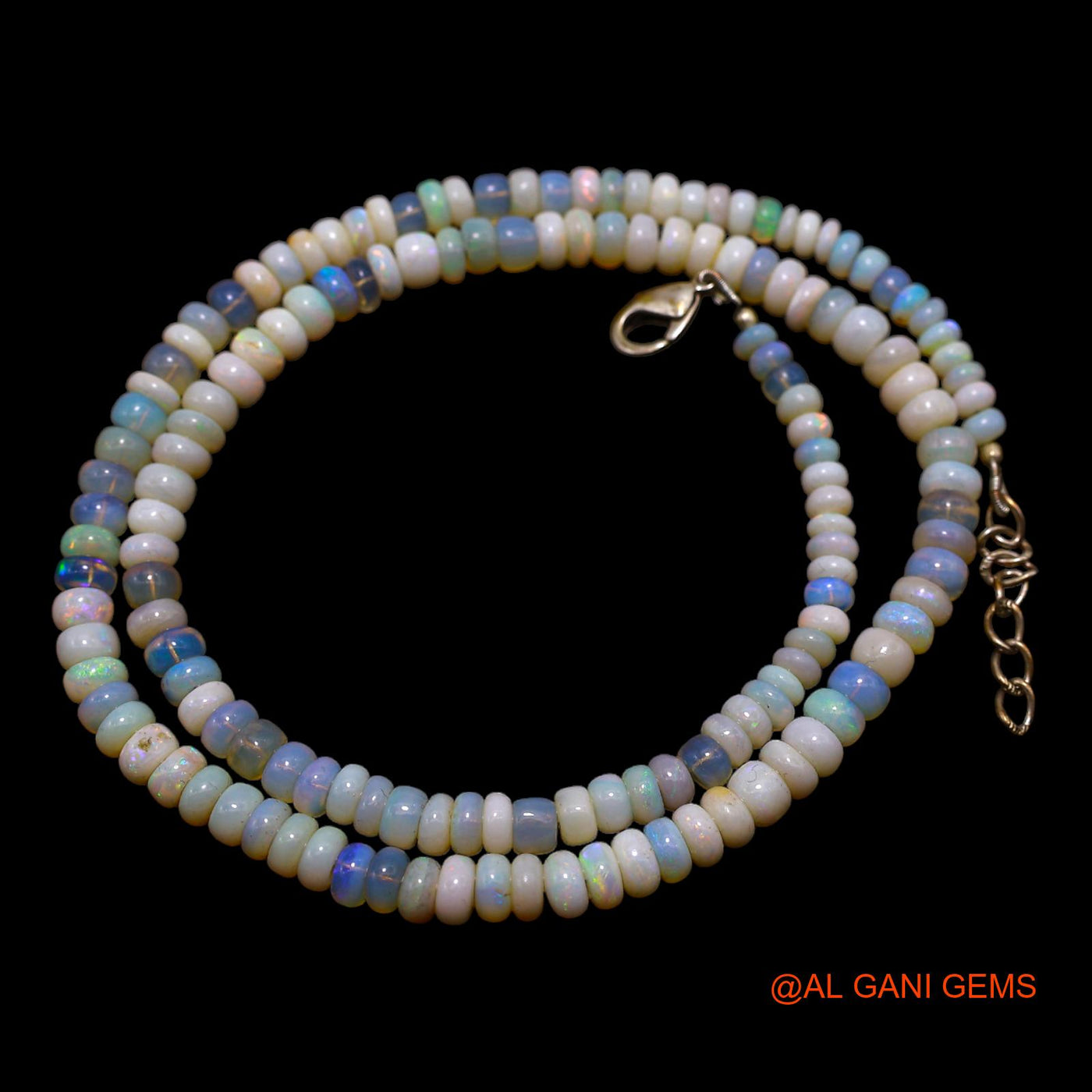 Rondelle Smooth 4X5 MM Multi Color Fire Opal Beaded Boho Dainty Necklace AOB-28