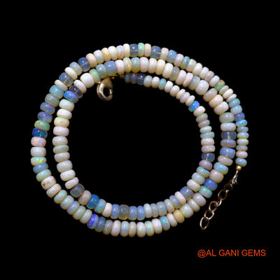Rondelle Smooth 4X5 MM Multi Color Fire Opal Beaded Boho Dainty Necklace AOB-28