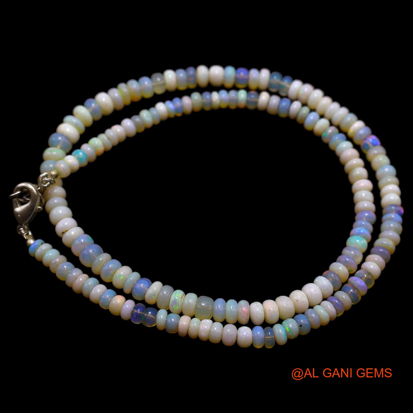 Rondelle Smooth Fire Opal Beaded Boho Artisan Anniversary Necklace AOB-29