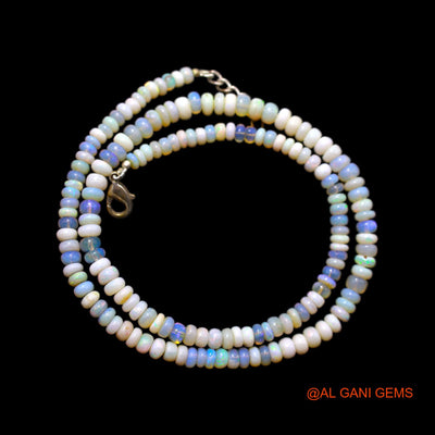 Rondelle Smooth Fire Opal Beaded Boho Artisan Anniversary Necklace AOB-29