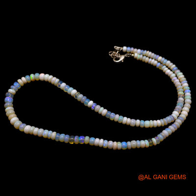 Smooth 4X5 MM Multi Color Fire Opal Beads Rondelle Art Deco Necklace AOB-30