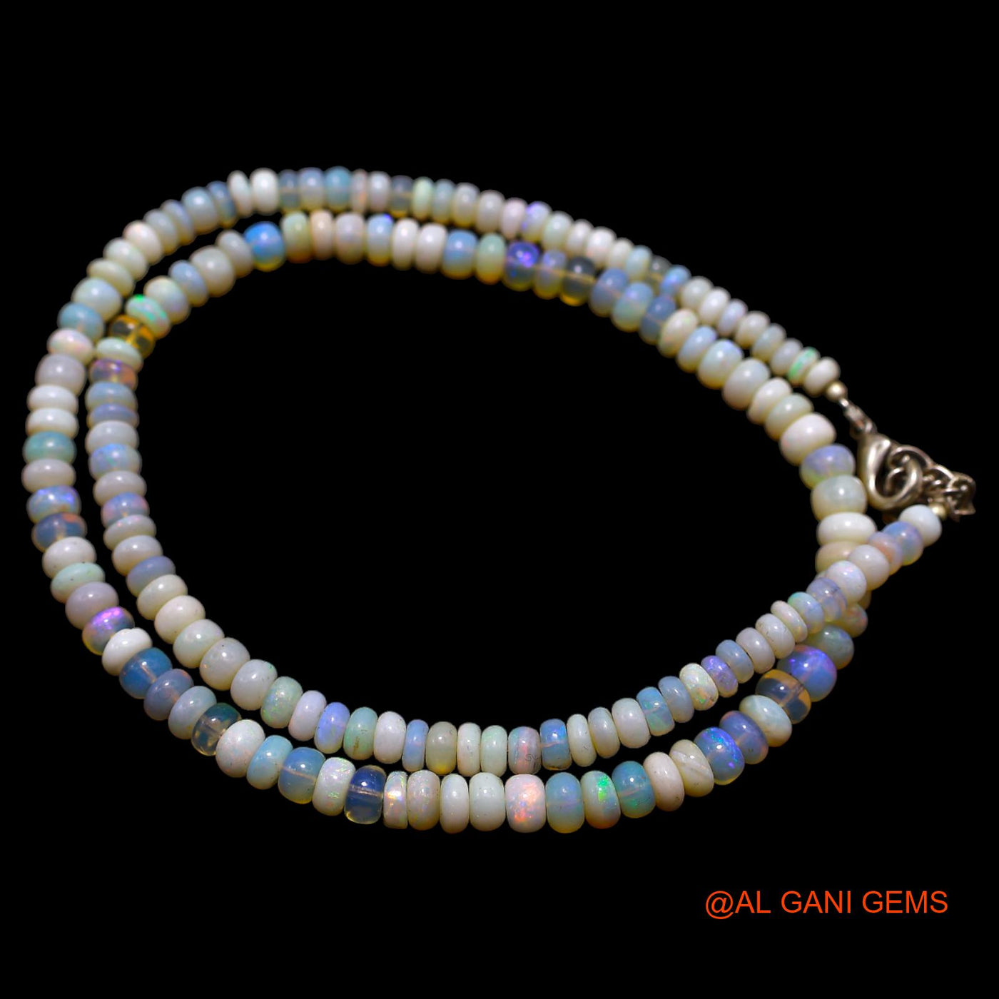 Smooth 4X5 MM Multi Color Fire Opal Beads Rondelle Art Deco Necklace AOB-30