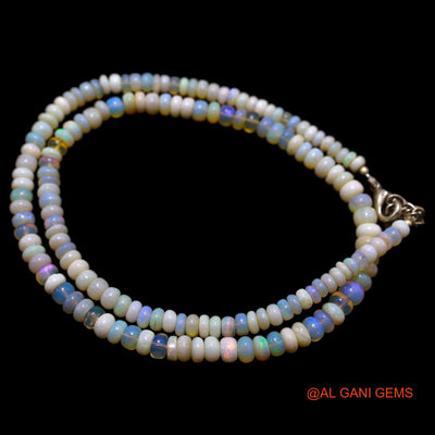 Smooth 4X5 MM Multi Color Fire Opal Beads Rondelle Art Deco Necklace AOB-30
