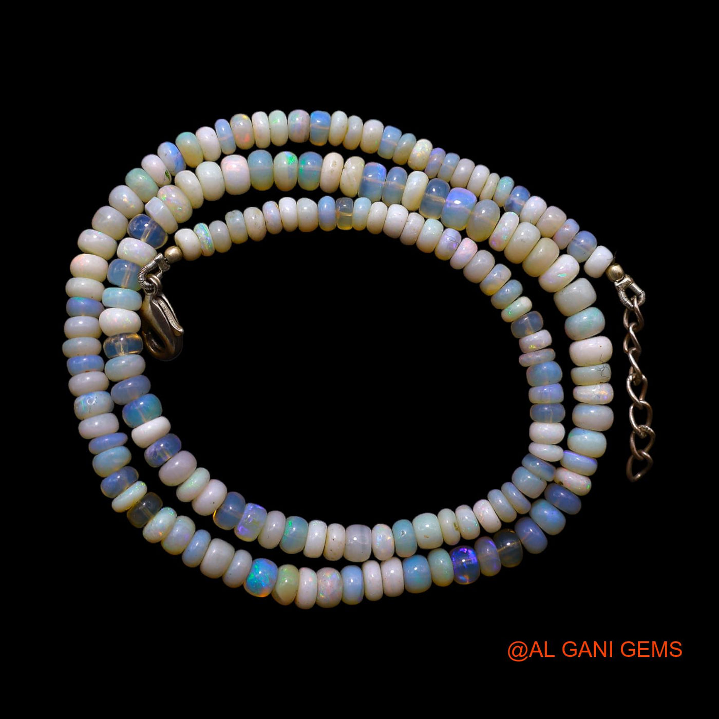 Smooth 4X5 MM Multi Color Fire Opal Beads Rondelle Art Deco Necklace AOB-30