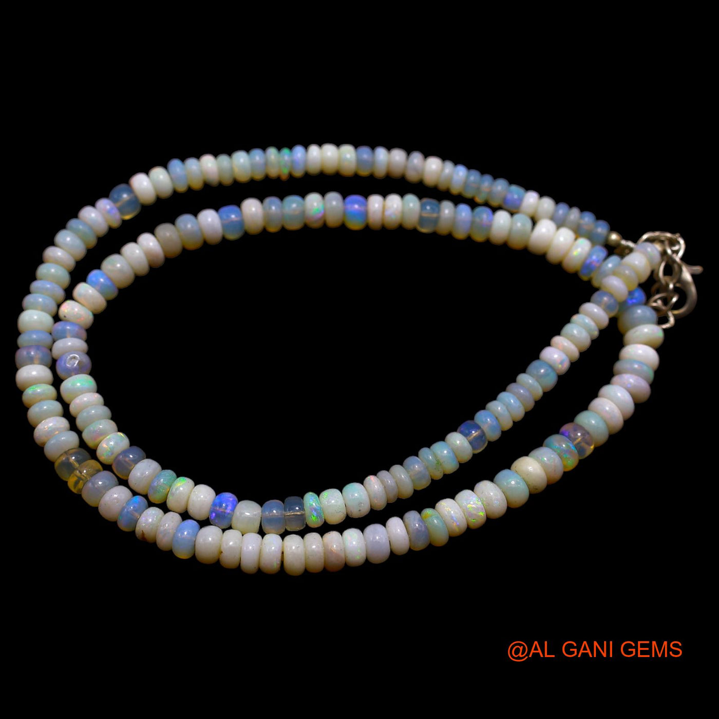 Smooth 4X5 MM Multi Color Fire Opal Bead Rondelle Boho Antique Necklace AOB-33