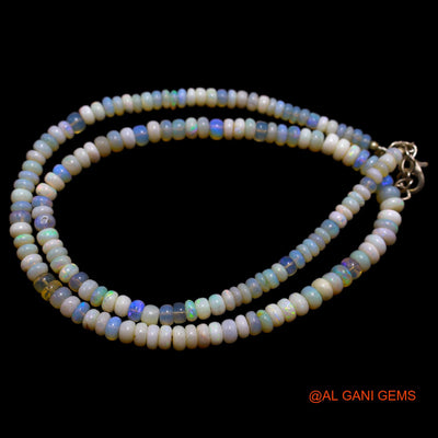Smooth 4X5 MM Multi Color Fire Opal Bead Rondelle Boho Antique Necklace AOB-33