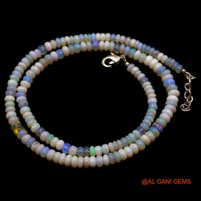 Smooth 4X5 MM Multi Color Fire Opal Bead Rondelle Boho Antique Necklace AOB-33