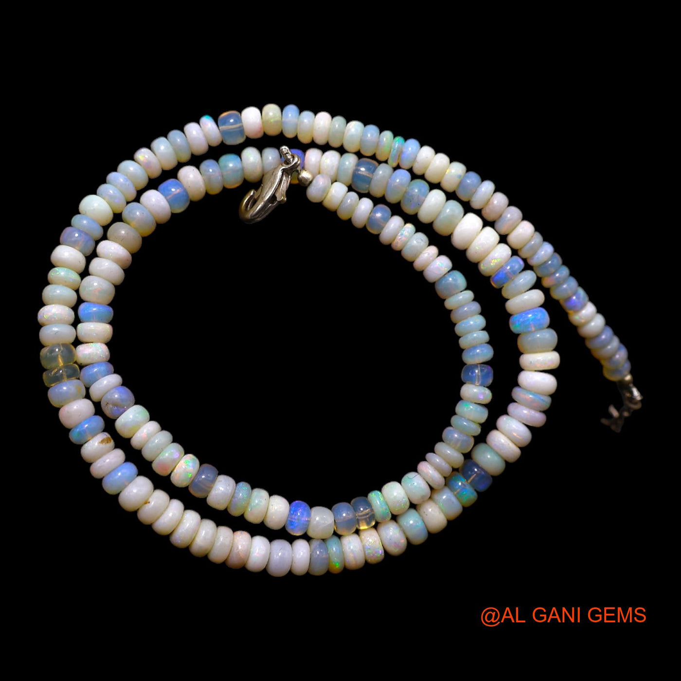 Smooth 4X5 MM Multi Color Fire Opal Bead Rondelle Boho Antique Necklace AOB-33