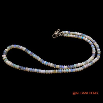 Smooth Fire Opal Beaded Rondelle Art Deco Engagement Statement Necklace AOB-35