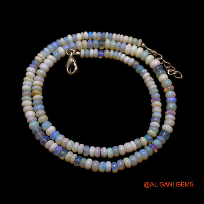 Smooth Fire Opal Beaded Rondelle Art Deco Engagement Statement Necklace AOB-35