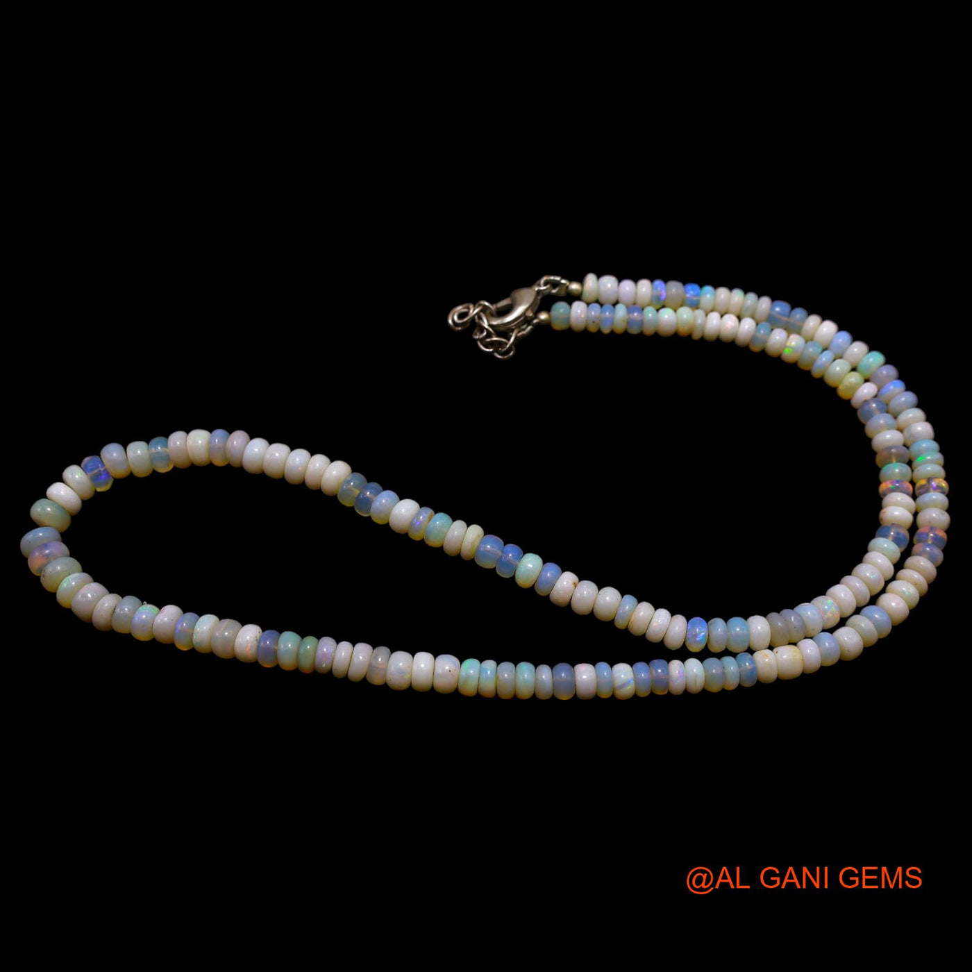 Smooth Fire Opal Beads Rondelle Dainty Engagement Celestial Necklace AOB-36