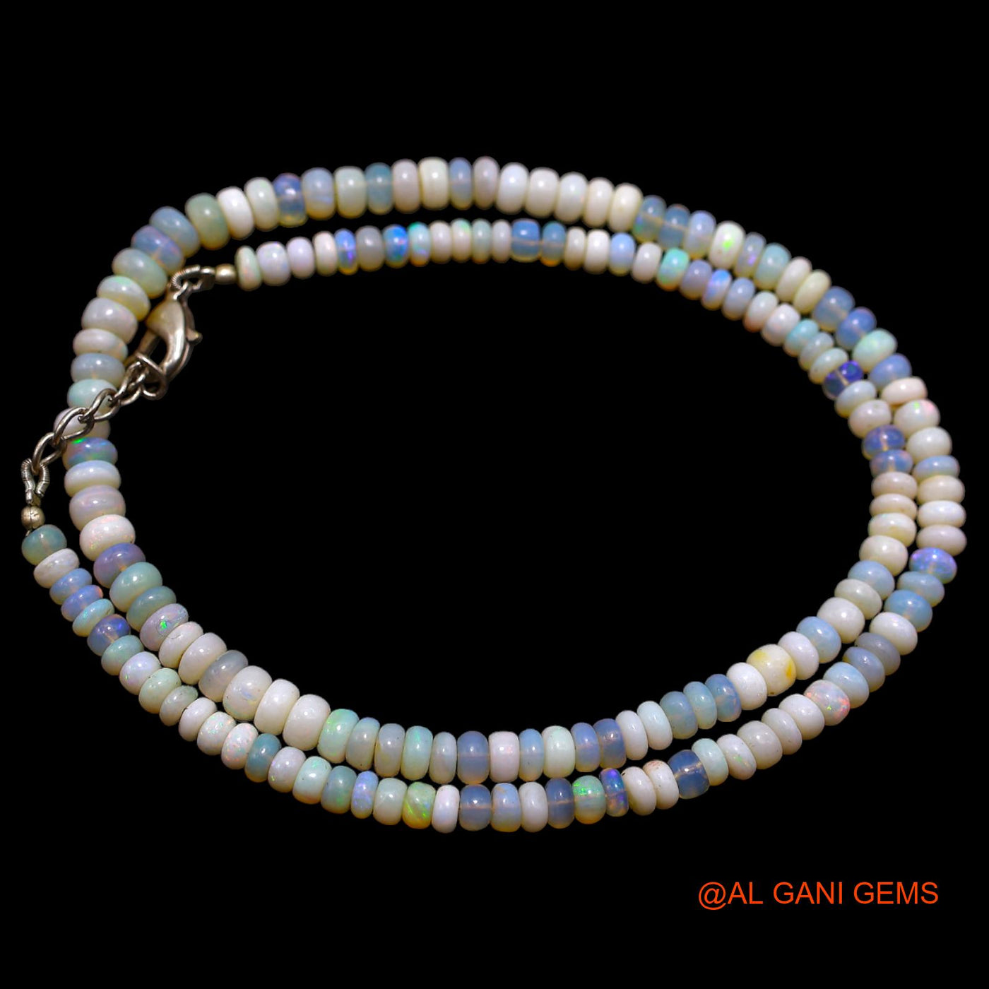 Smooth Fire Opal Beads Rondelle Dainty Engagement Celestial Necklace AOB-36