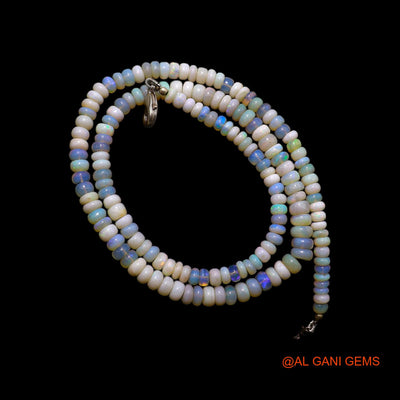 Smooth Fire Opal Beads Rondelle Dainty Engagement Celestial Necklace AOB-36