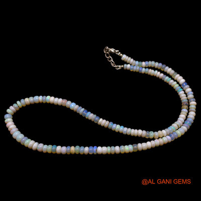Smooth 4X5 MM Fire Opal Beads Rondelle Art Deco Mother Dainty Necklace AOB-37