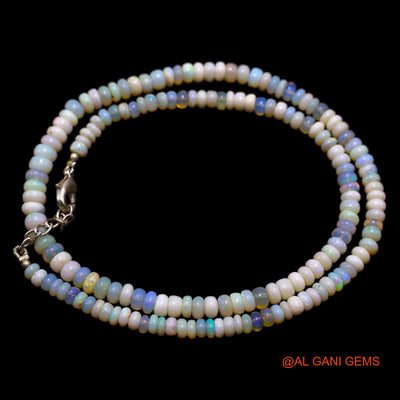 Smooth 4X5 MM Fire Opal Beads Rondelle Art Deco Mother Dainty Necklace AOB-37